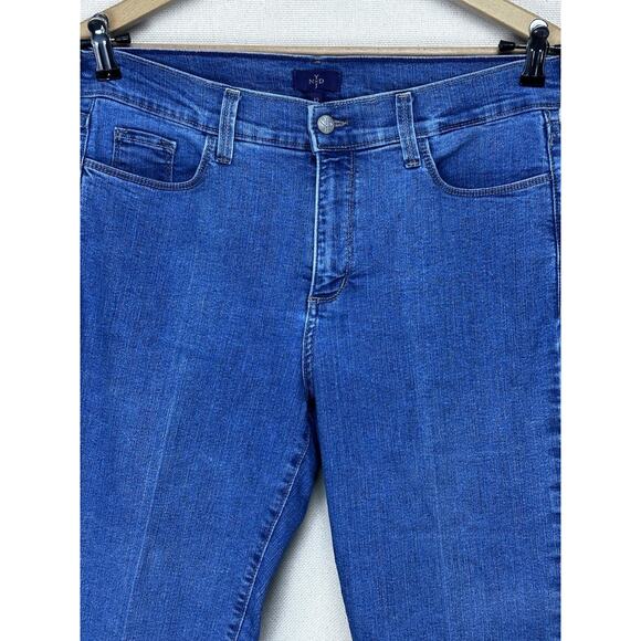 NYDJ Jeans Womens Size 12 Blue Cropped Bedazzled Cuffed Stretch - Picture 2 of 15